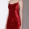 RED METALLIC VELVET TIE UP SLIP DRESS1