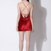 RED METALLIC VELVET TIE UP SLIP DRESS2