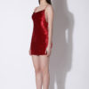 RED METALLIC VELVET TIE UP SLIP DRESS4